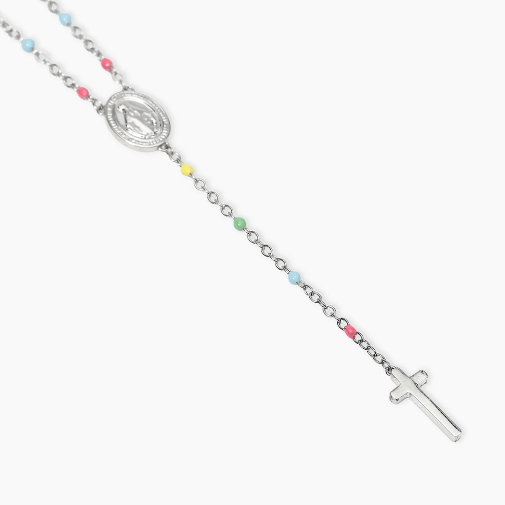 Collana Kidult donna multicolor con Madonnina e pendente croce