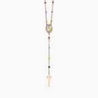 Collana Kidult donna dorata multicolor con Madonnina e pendente croce