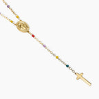Collana Kidult donna dorata multicolor con Madonnina e pendente croce