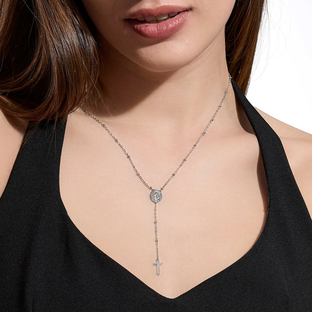 Collana Kidult donna con Madonnina e pendente croce