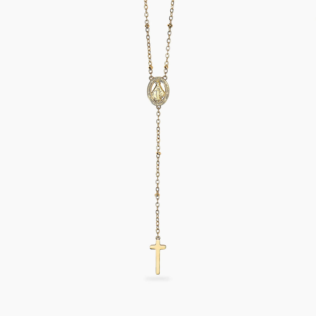 Collana Kidult donna dorata con Madonnina e pendente croce