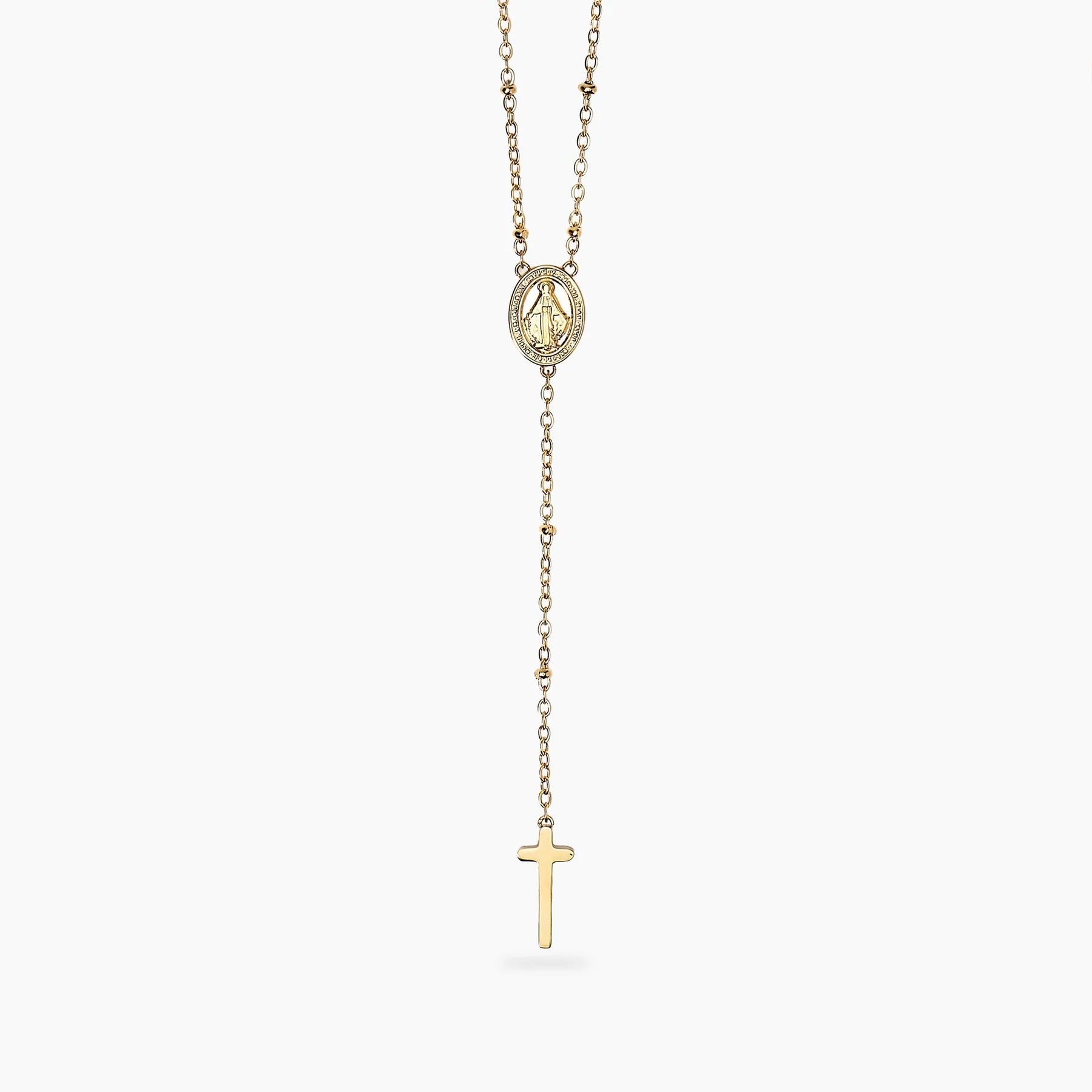 Collana Kidult donna dorata con Madonnina e pendente croce