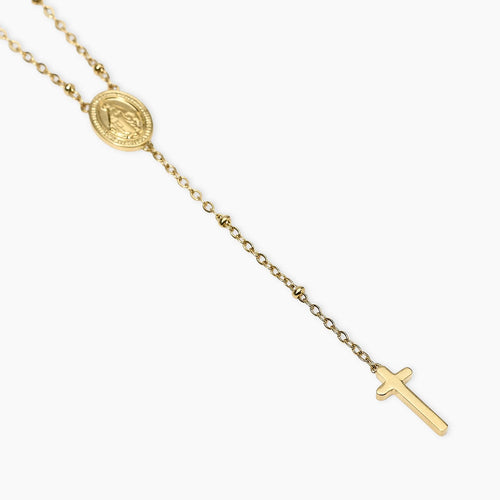 Collana Kidult donna dorata con Madonnina e pendente croce