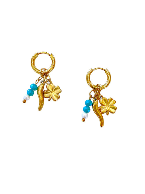 Orecchini donna Anartxy  cerchietto con simboli portafortuna