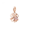 Charm Rosato Storie QUADRIFOGLIO con fiore