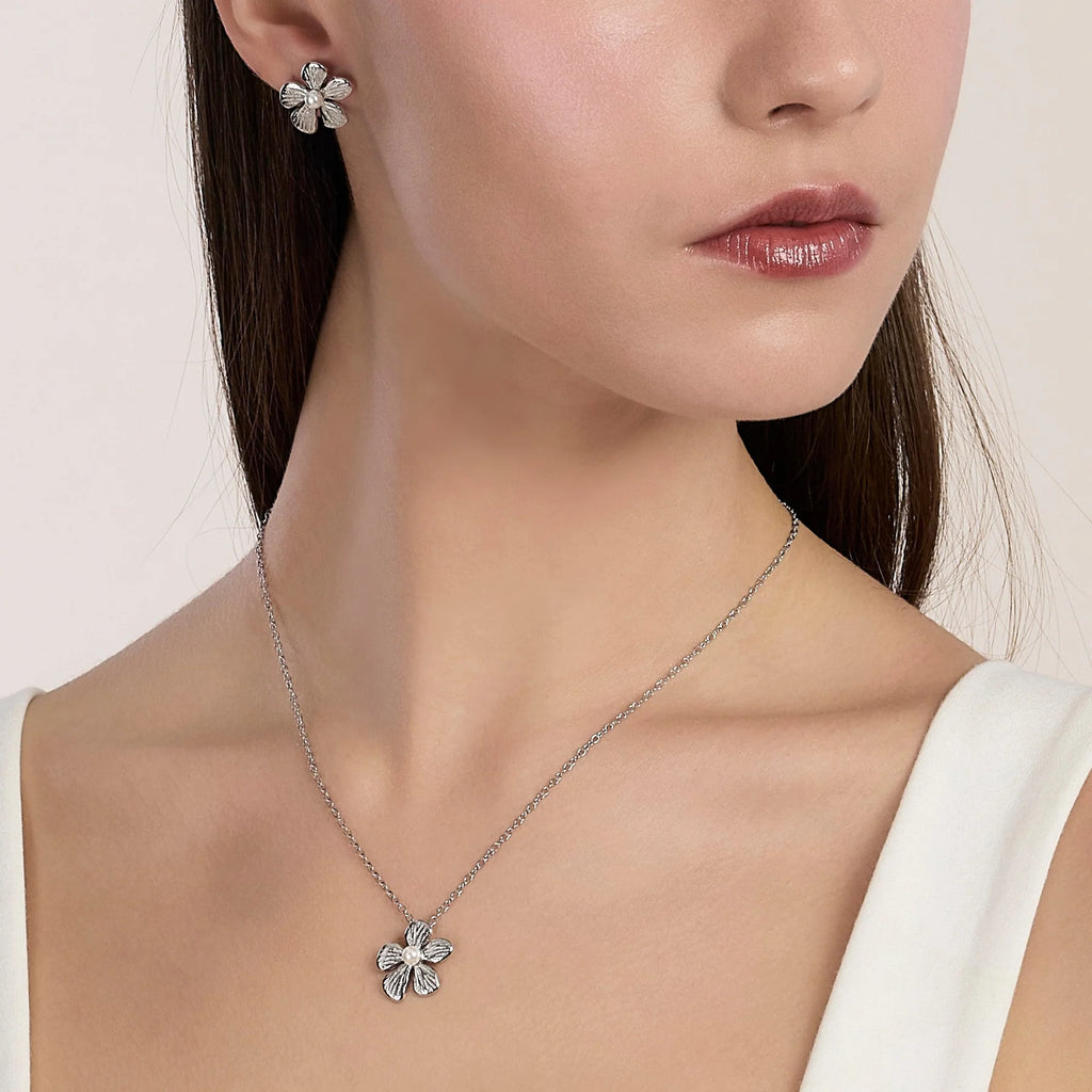 Orecchini Kidult donna Style Fiore con perla
