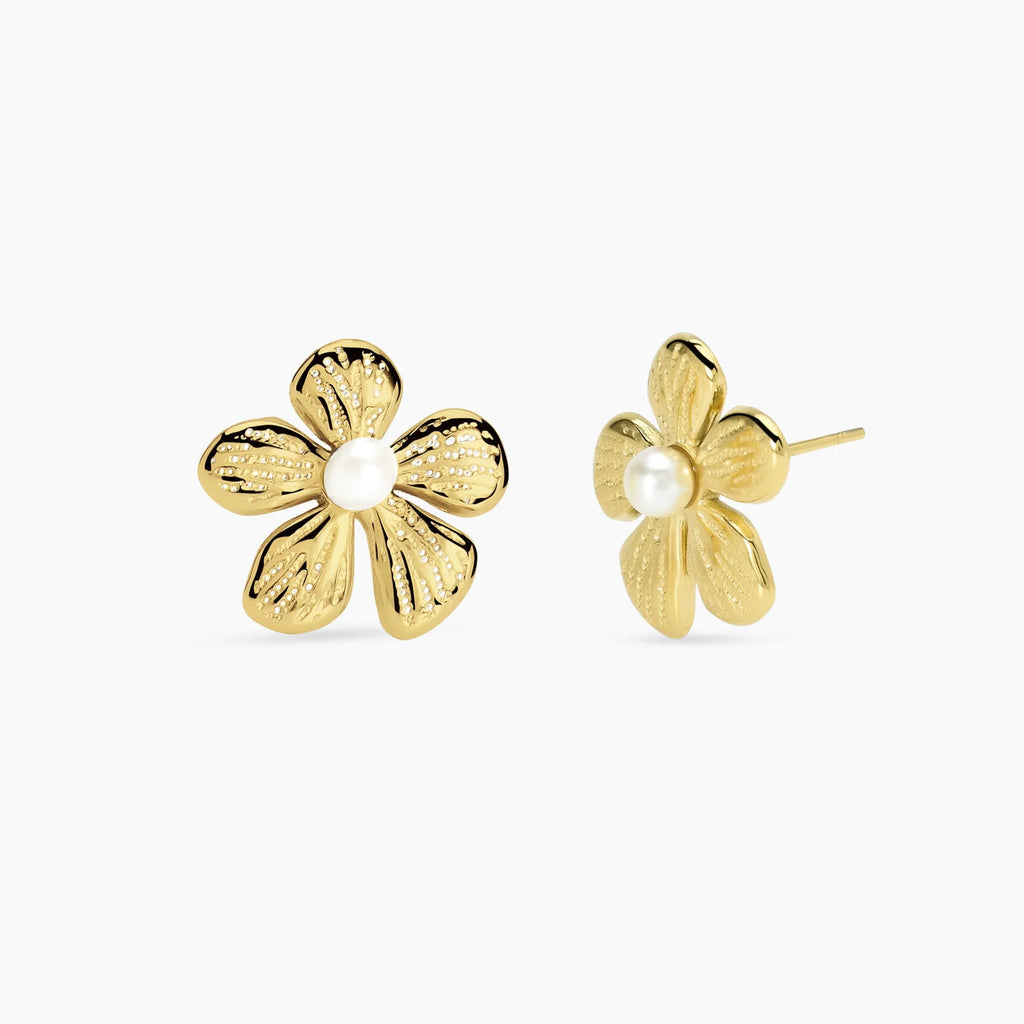 Orecchini Kidult donna Style Fiore gold con perla