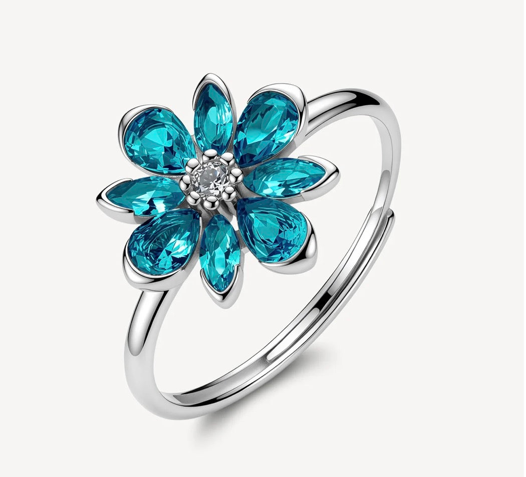 Anello argento Brosway Fancy donna Aqua green Fiore big