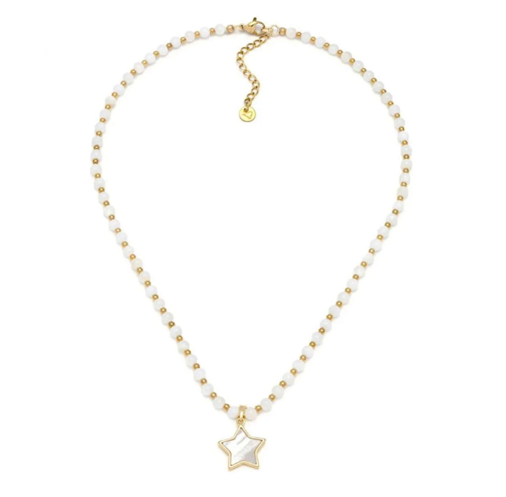 Collana Vestopazzo Sfere bianche e stella madreperla