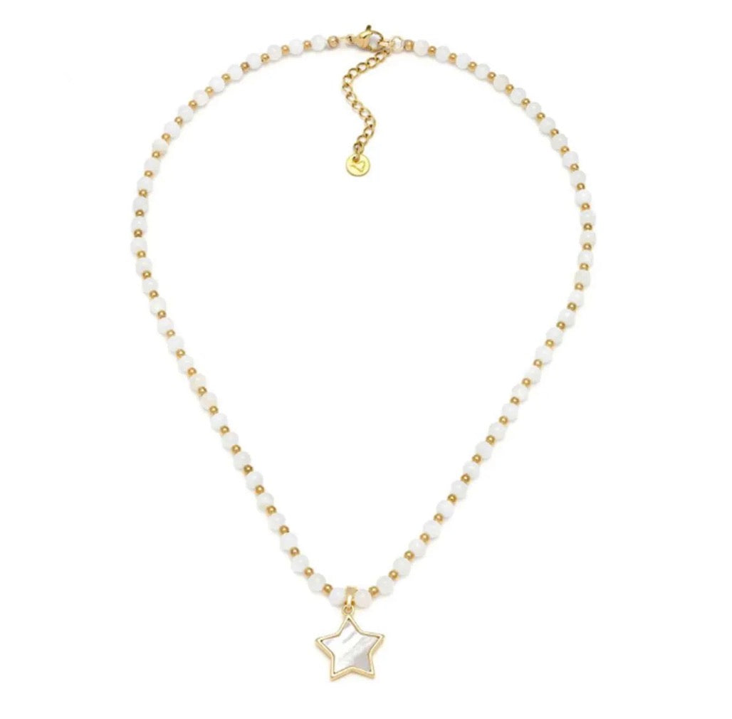 Collana Vestopazzo Sfere bianche e stella madreperla