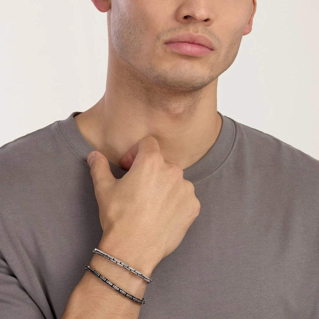 Bracciale Kidult uomo nero in acciaio con catena cardano
