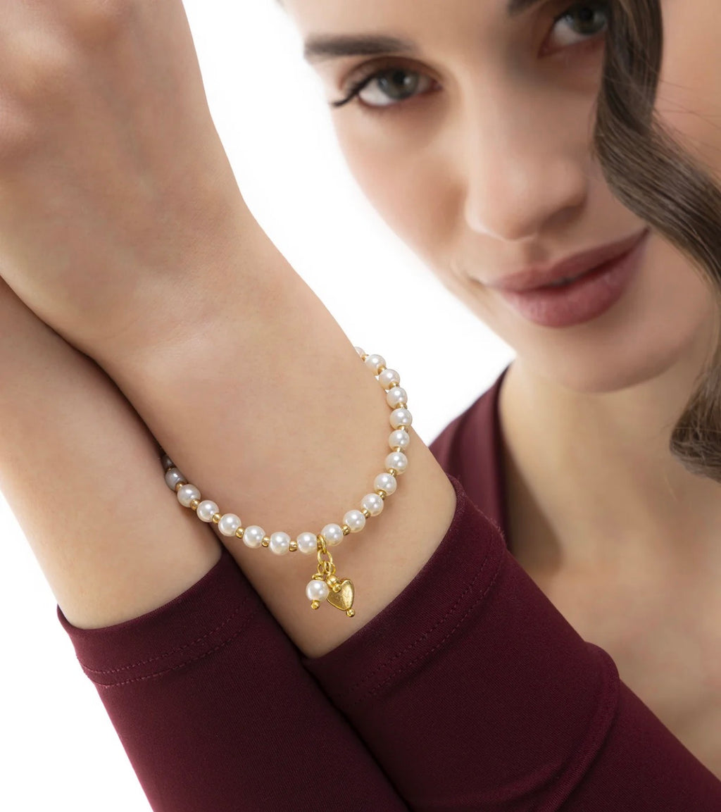 Bracciale Vestopazzo donna con perle e cuore pendente