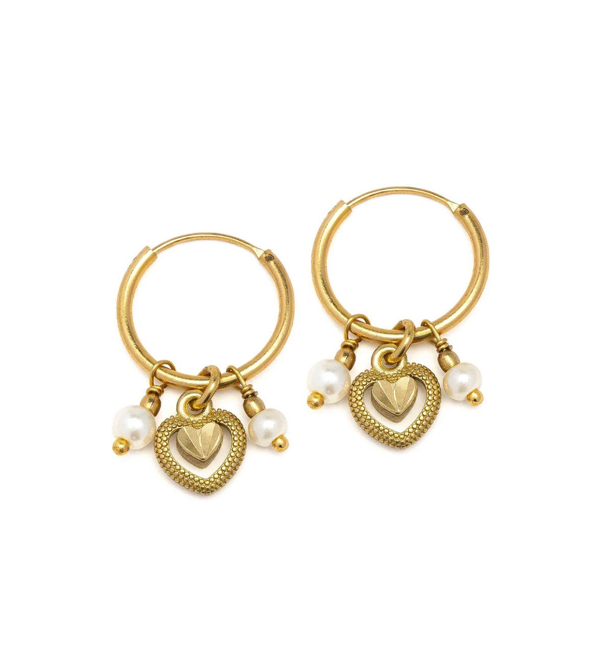 Orecchini Vestopazzo donna a cerchio con perle e charm cuore