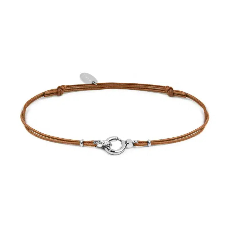 Bracciale Marlù donna cordino marroncino  con moschettone ad anello centrale
