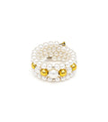 Anello Vestopazzo donna regolabile fascia a fisarmonica con 3 righe di perle