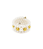 Anello Vestopazzo donna regolabile fascia a fisarmonica con 3 righe di perle