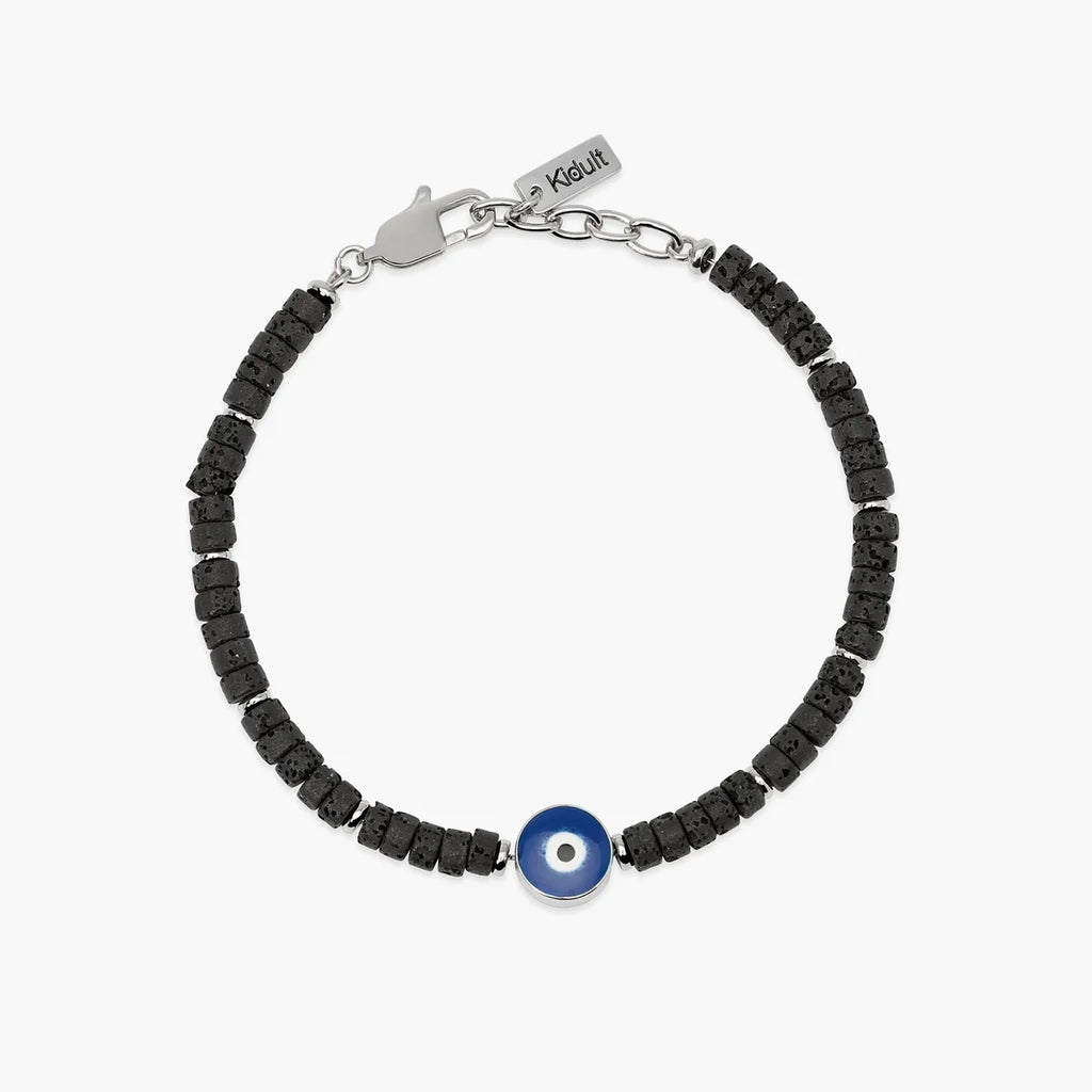 Bracciale Kidult uomo in pietra lavica con simbolo occhio centrale