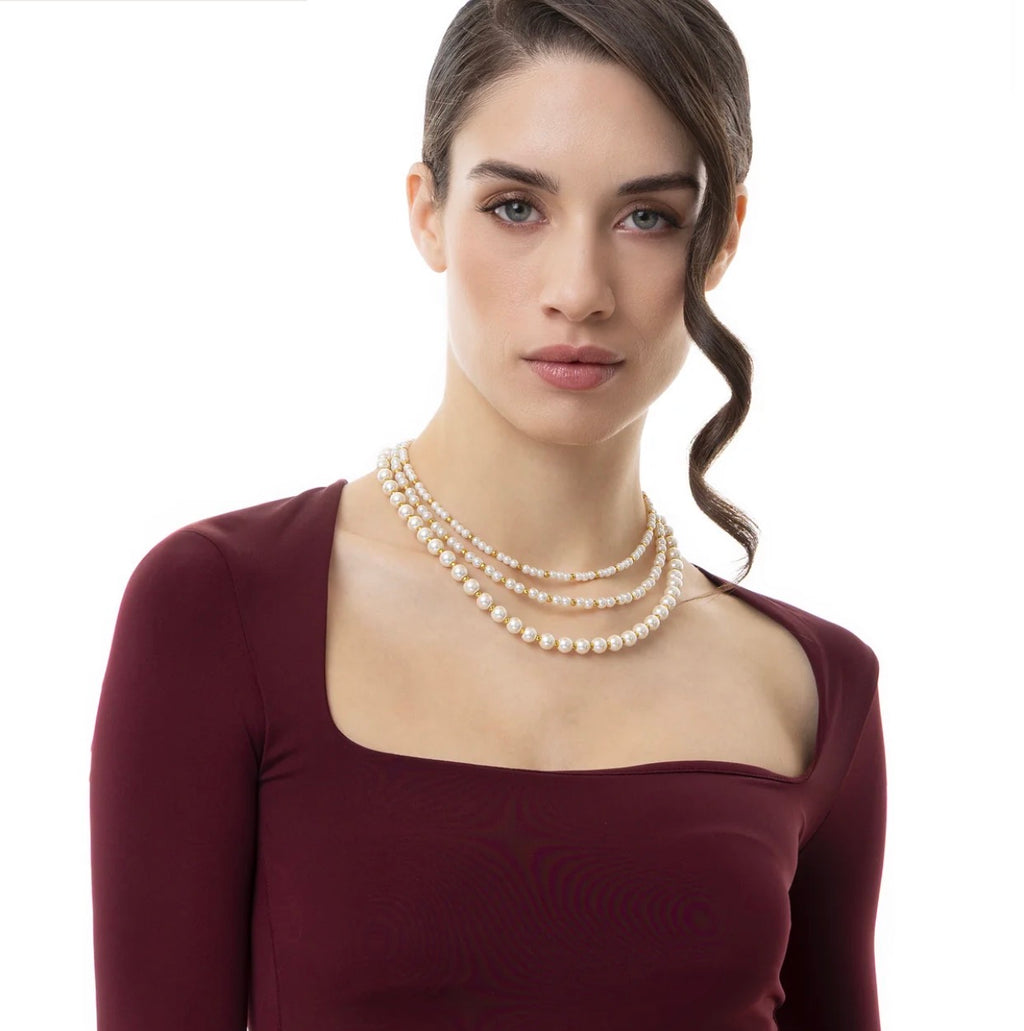 Collana Vestopazzo donna tre fili con perle