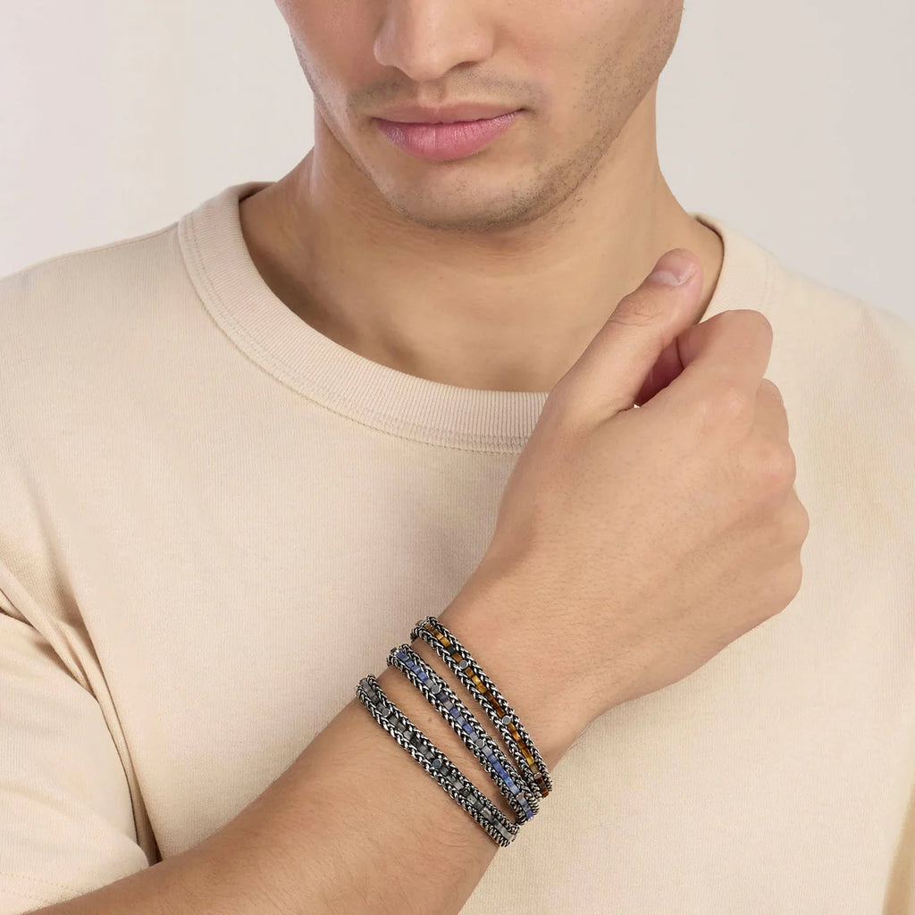Bracciale Kidult uomo in acciaio e occhio di tigre