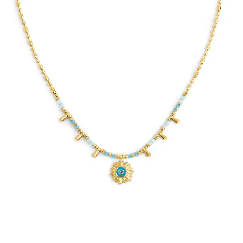 Collana Marlù donna catena chicco di riso con sole pendente
