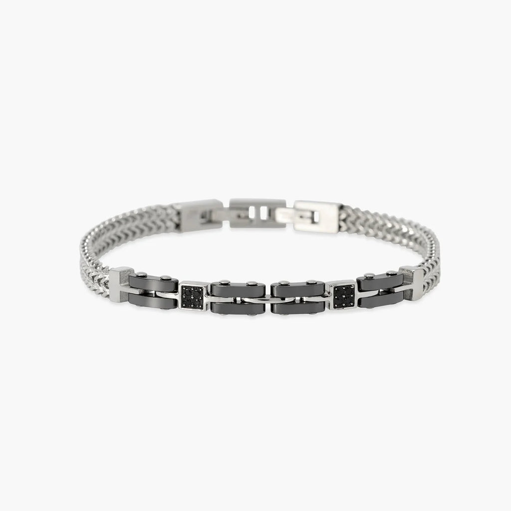 Bracciale Kidult uomo   in acciaio e ceramica nera