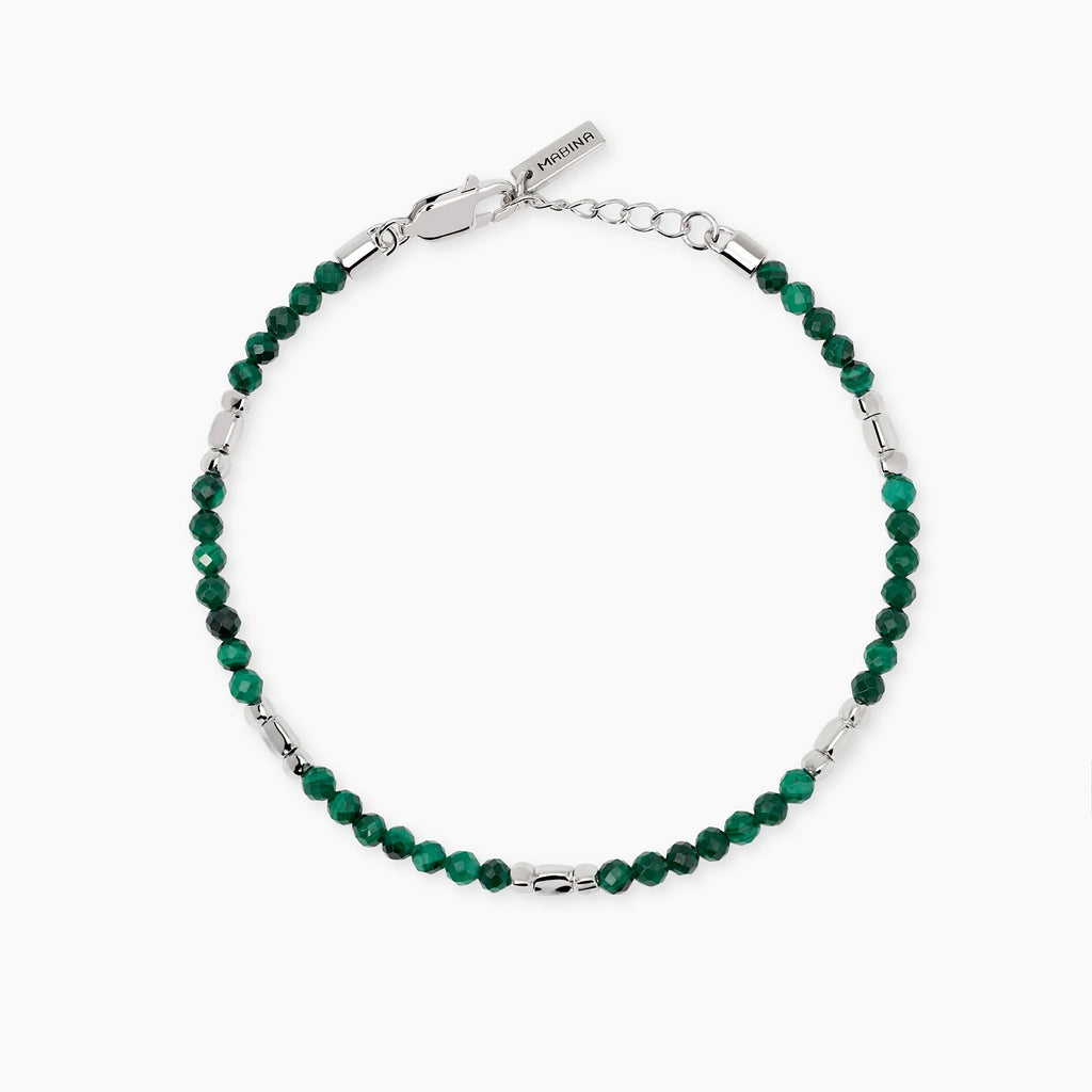 Bracciale Mabina Uomo in argento e malachite sintetica
