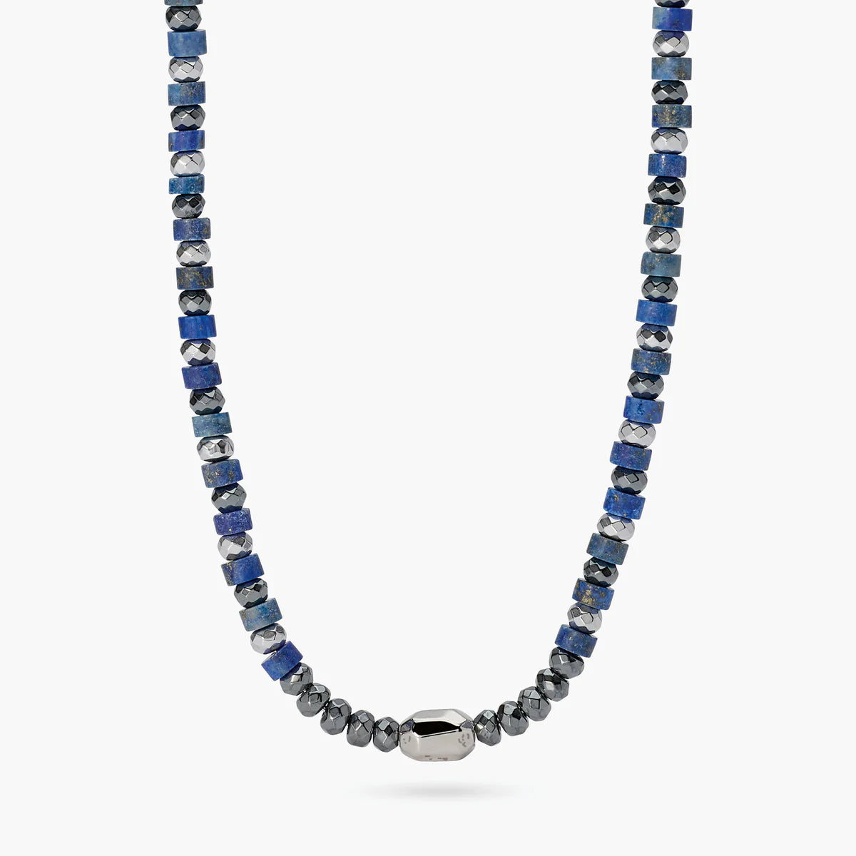 Collana Kidult uomo in acciaio regolabile con ematite e lapis