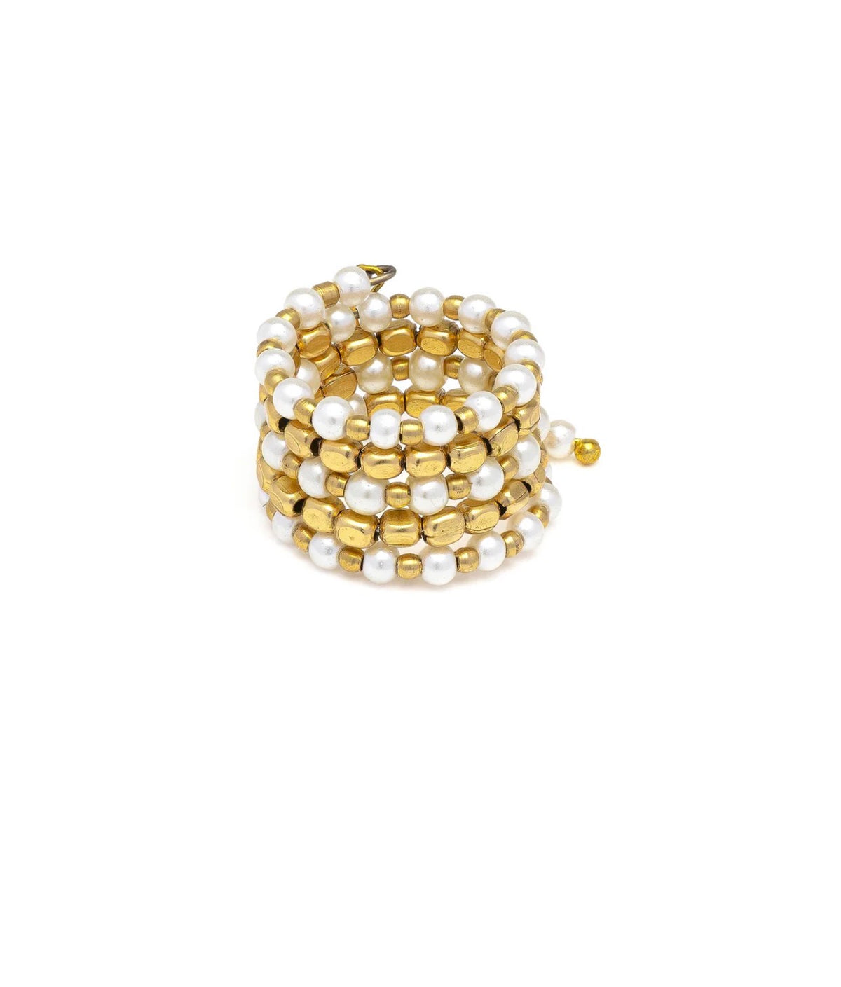 Anello Vestopazzo donna regolabile fascia a fisarmonica con 5 giri e perle