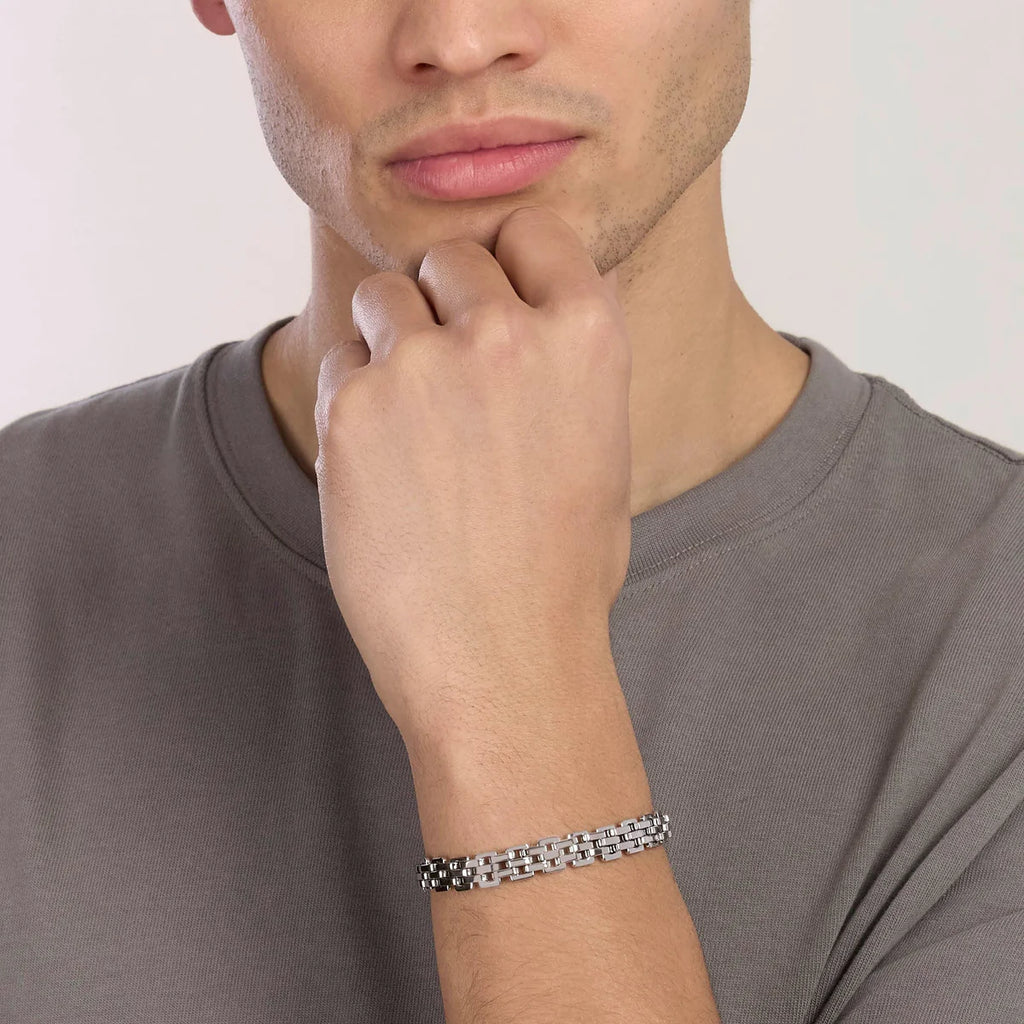 Bracciale Kidult uomo in acciaio con maglia panther