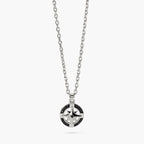 Collana Kidult uomo in acciaio con ciondolo rosa dei venti in acciaio e nero