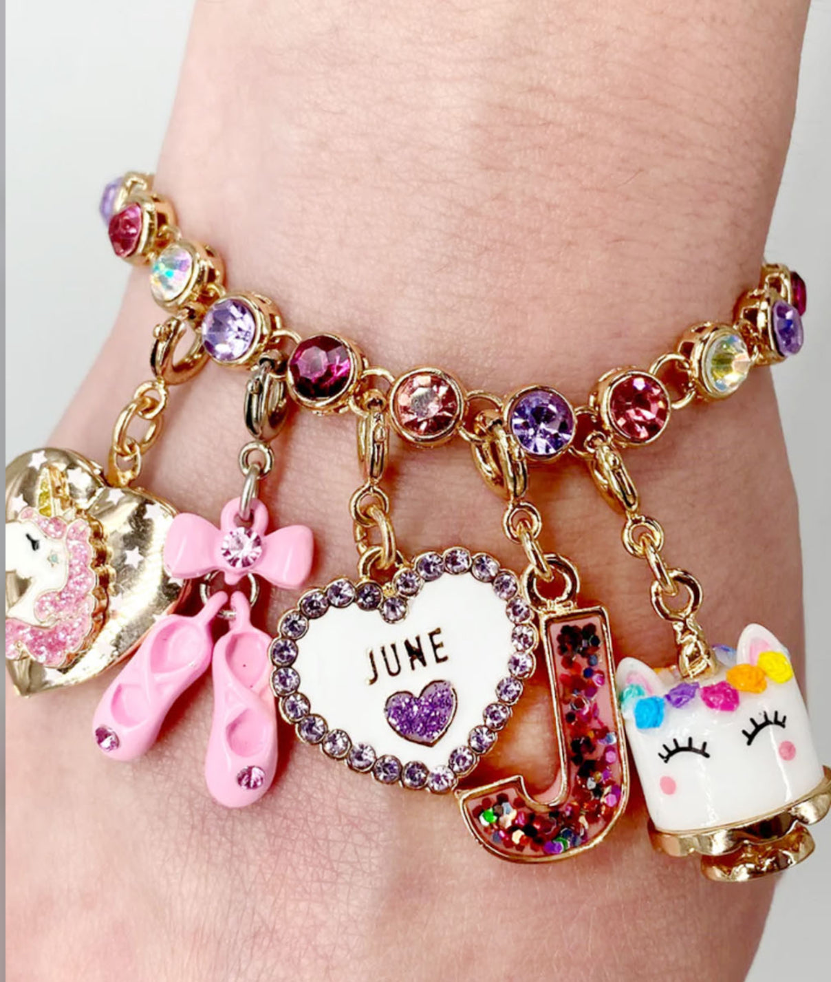 Bracciale CharmIT! strass rosa multicolore