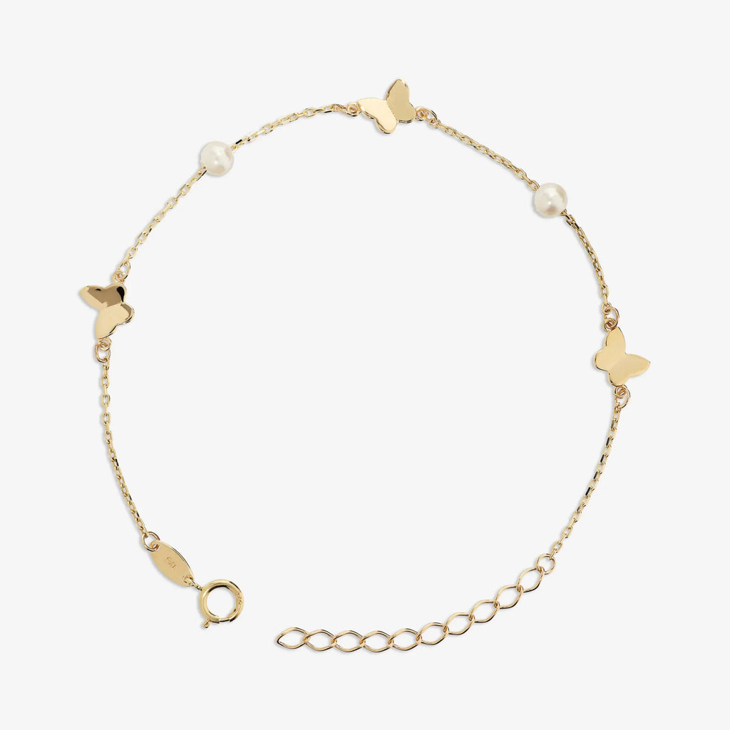 Bracciale Milor con Farfalle e Perline Oro 375