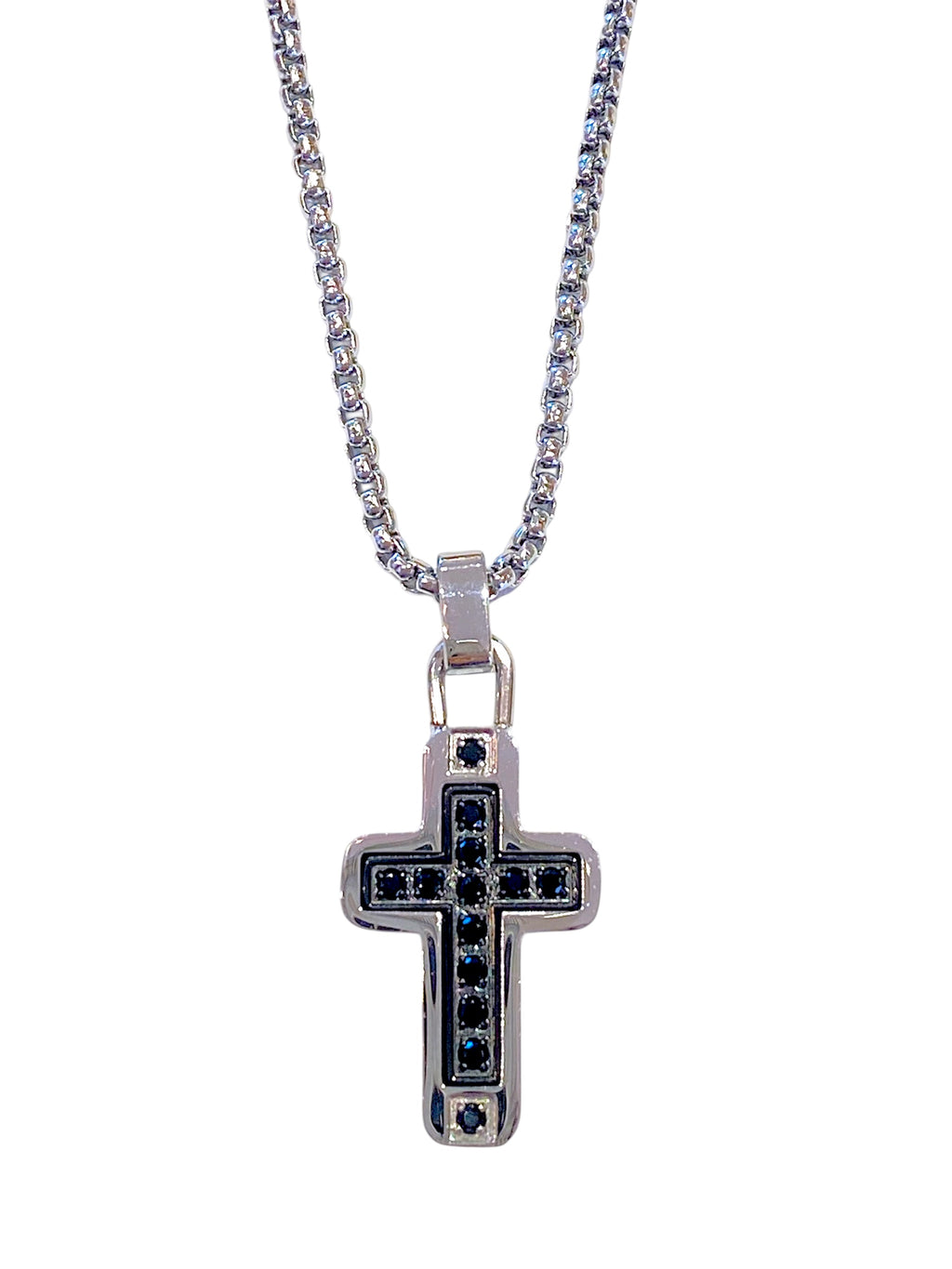 Collana uomo Héctor Croce con cristalli neri