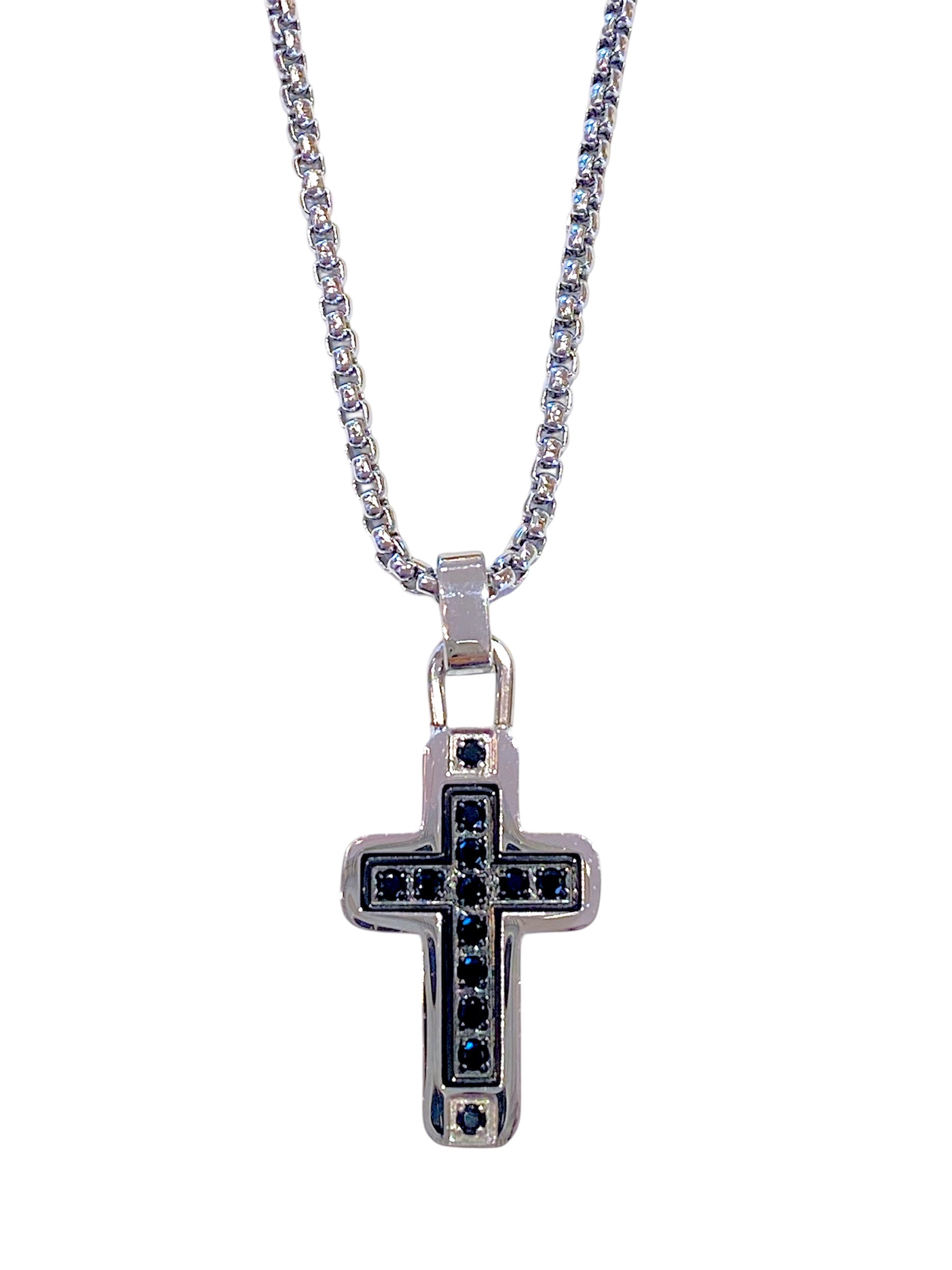 Collana uomo Héctor Croce con cristalli neri