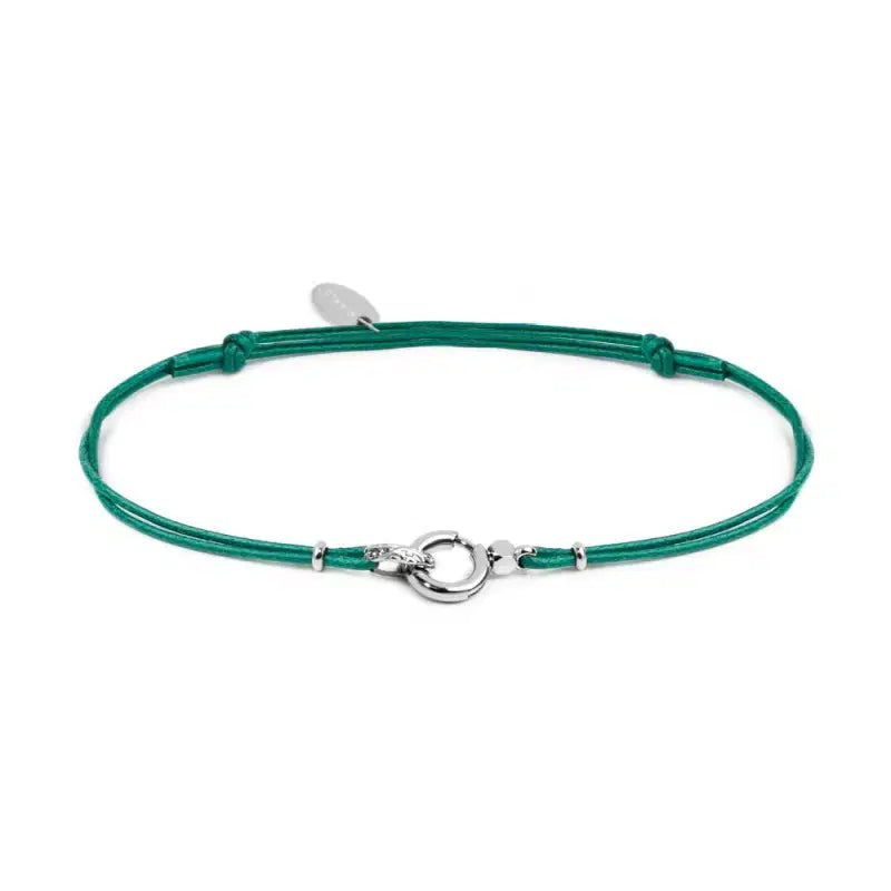 Bracciale Marlù donna cordino verde con moschettone ad anello centrale