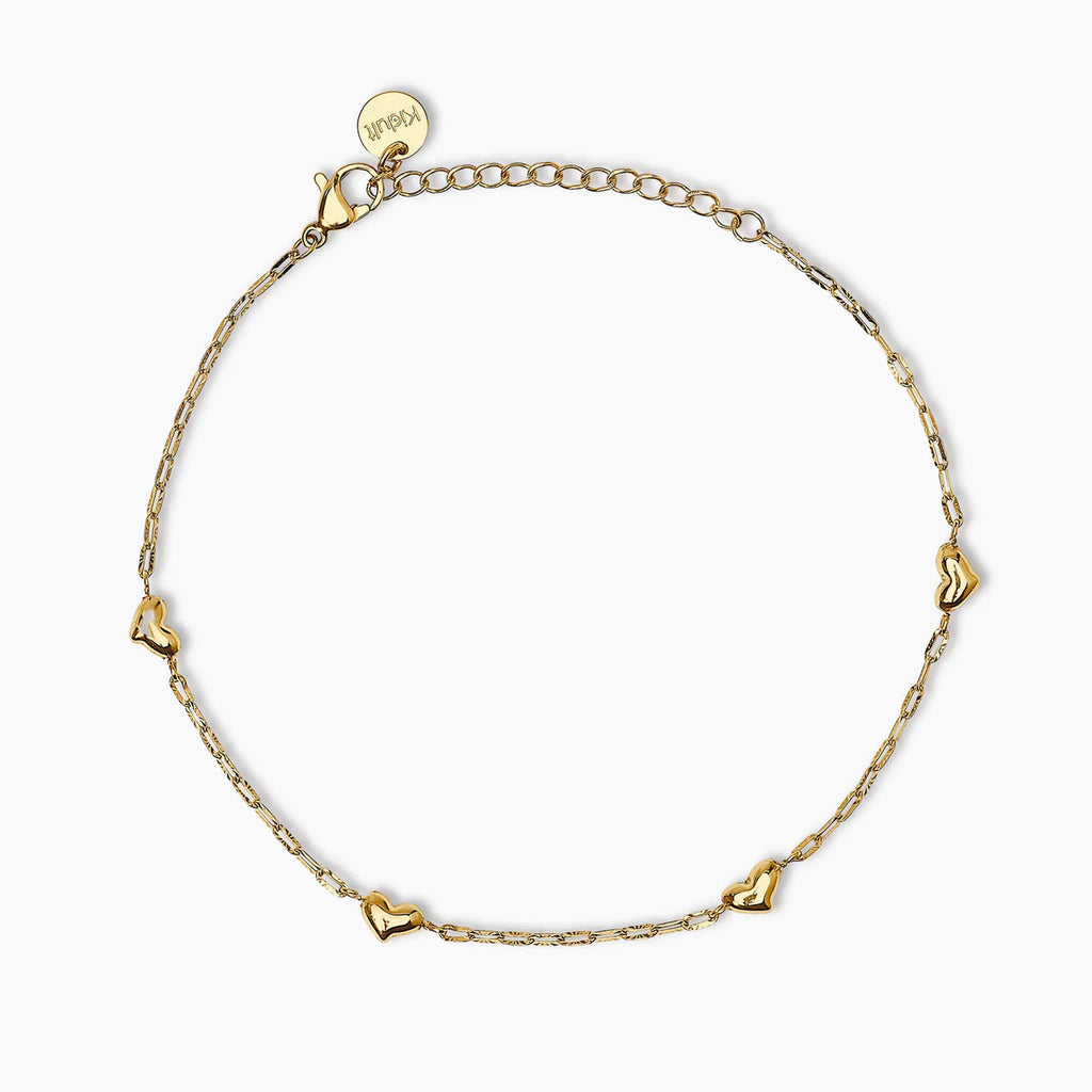 Cavigliera donna Kidult in acciaio dorato con cuori