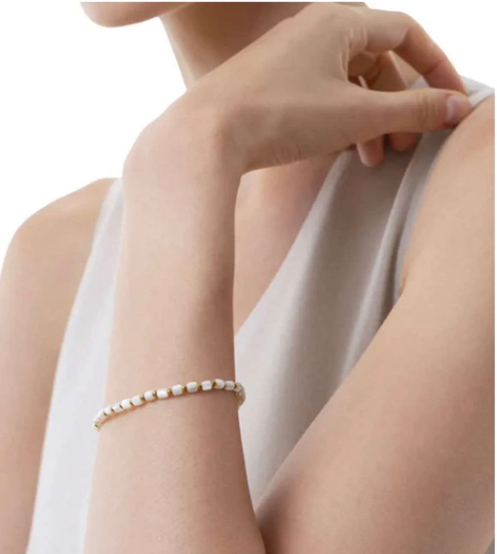 Bracciale elastico Vestopazzo Cilindri in madreperla