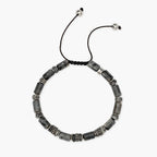 Bracciale Kidult uomo in nylon con labradorite e diaspro grigio striato