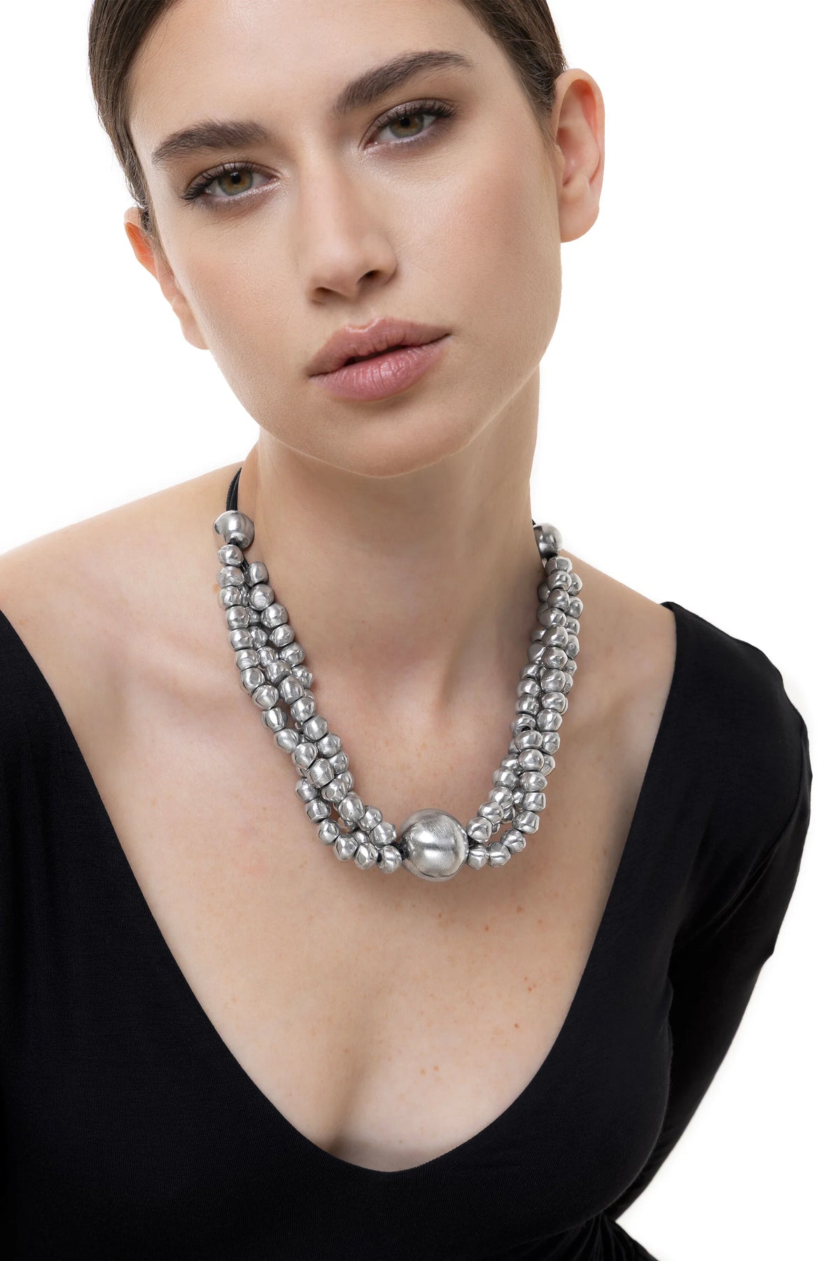 Collana Vestopazzo donna Tre fili con sfera big centrale