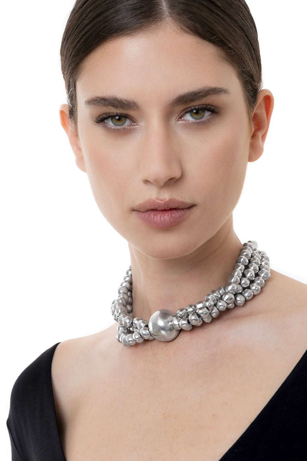 Collana Vestopazzo donna Tre fili con sfera big centrale