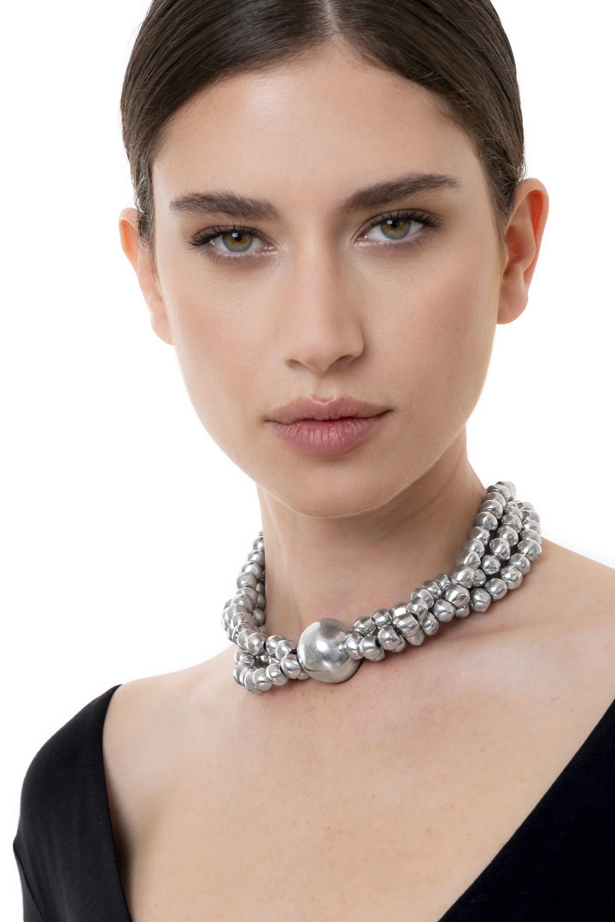 Collana Vestopazzo donna Tre fili con sfera big centrale