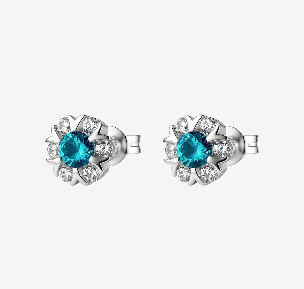 Orecchini argento Fancy Aqua green Fiore