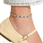 Cavigliera donna Kidult con perle conchiglia e pietre azzurre