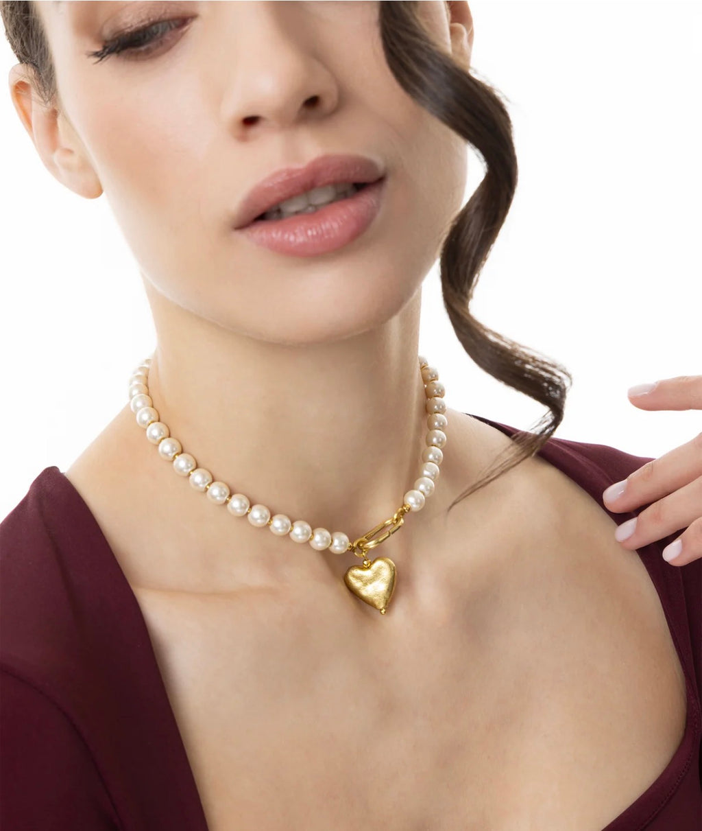 Collana Vestopazzo donna cuore con perle oversize