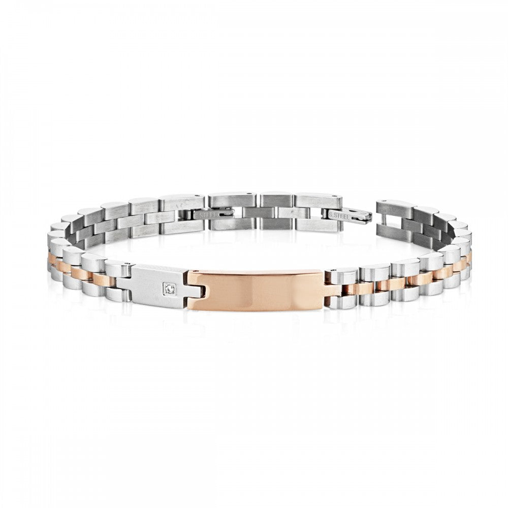 Bracciale uomo Héctor bicolor con piastra centrale