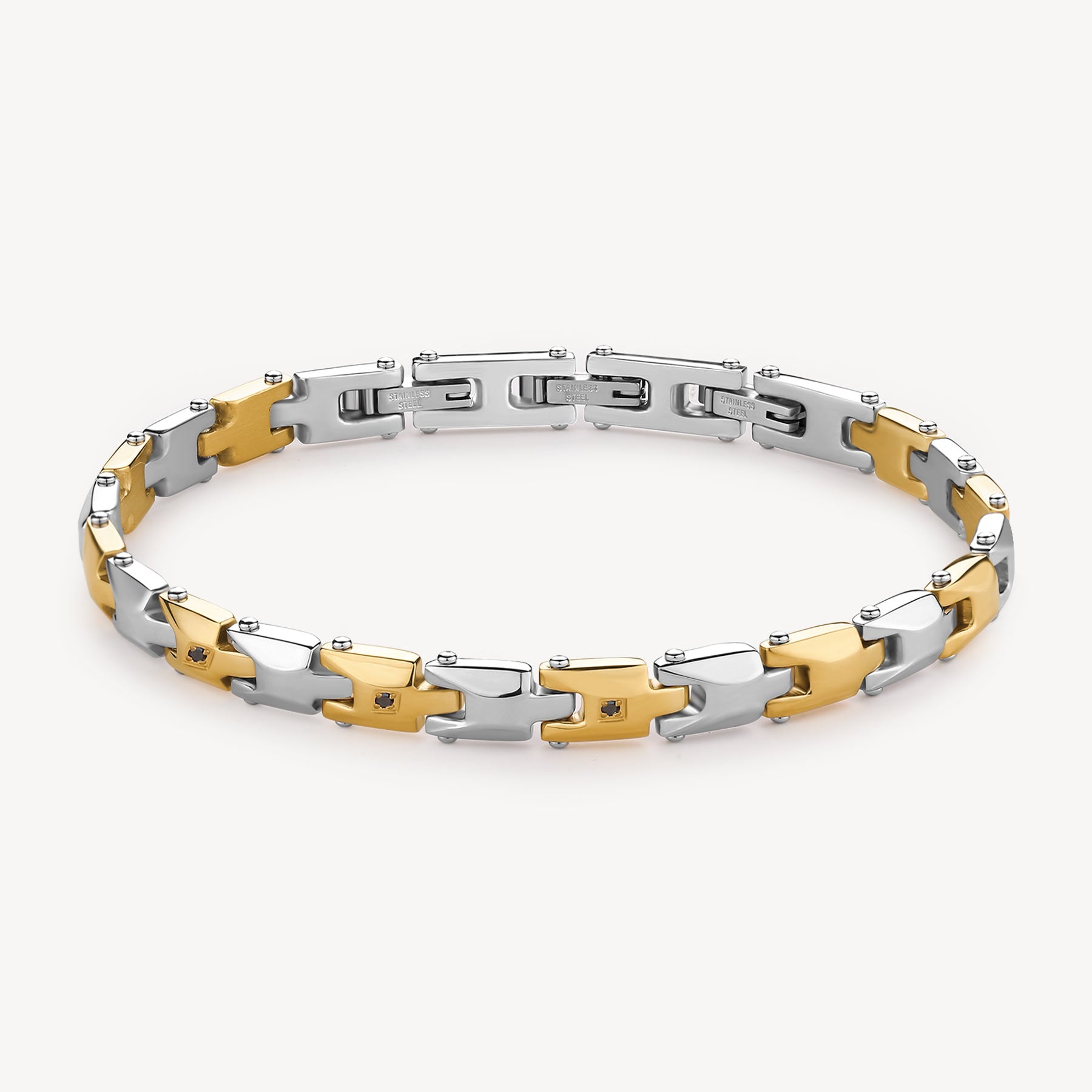 Bracciale uomo Brosway Backliner bicolor e diamantini