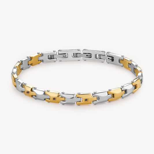 Bracciale uomo Brosway Backliner bicolor e diamantini