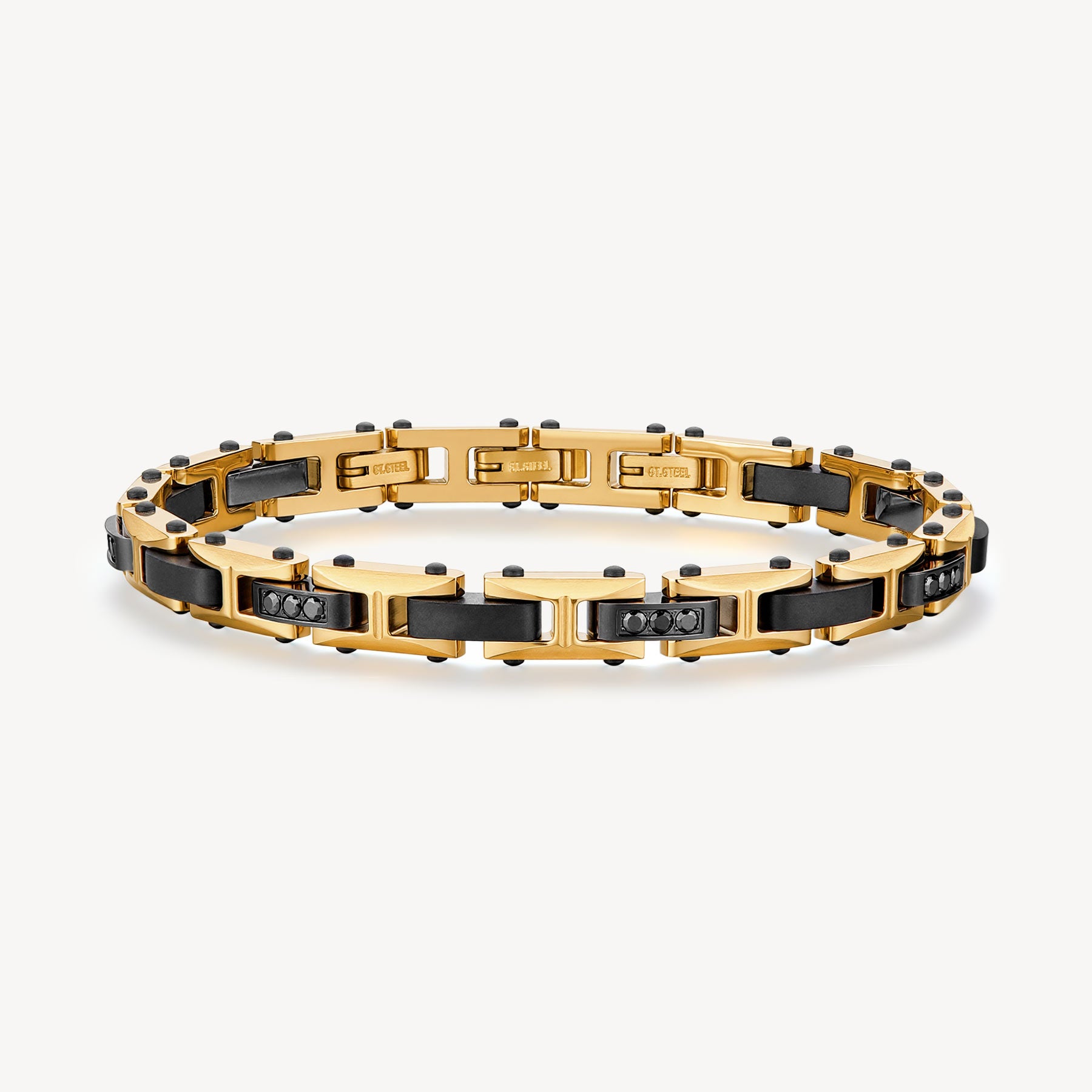 Bracciale Brosway uomo Backliner Gold e zirconi neri
