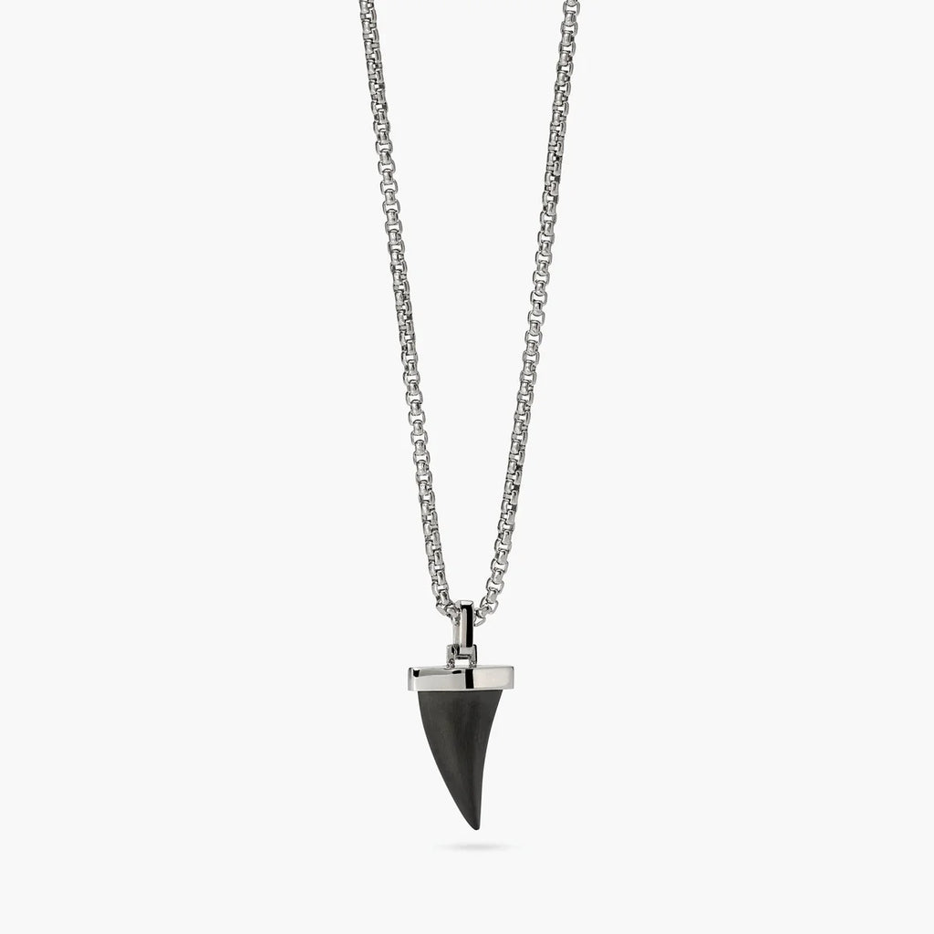 Collana Kidult uomo in acciaio con catena veneta e pendente dente di squalo