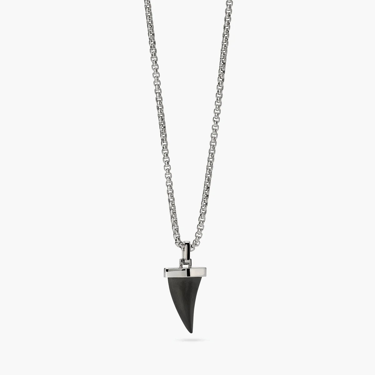 Collana Kidult uomo in acciaio con catena veneta e pendente dente di squalo